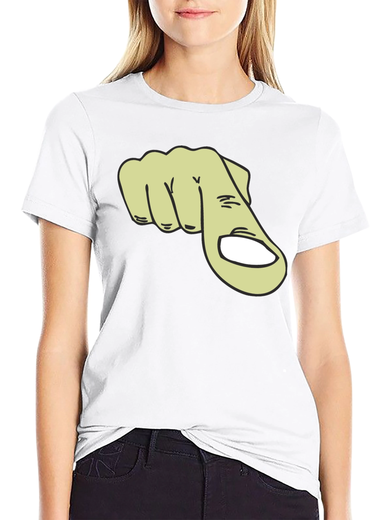 Pointing Finger Graphic T-Shirt - Black