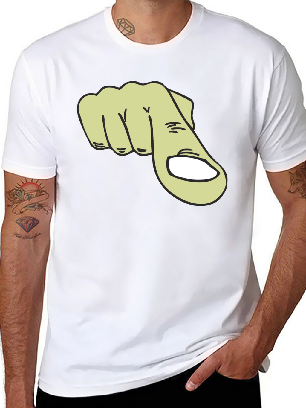 Pointing Finger Graphic T-Shirt - Black
