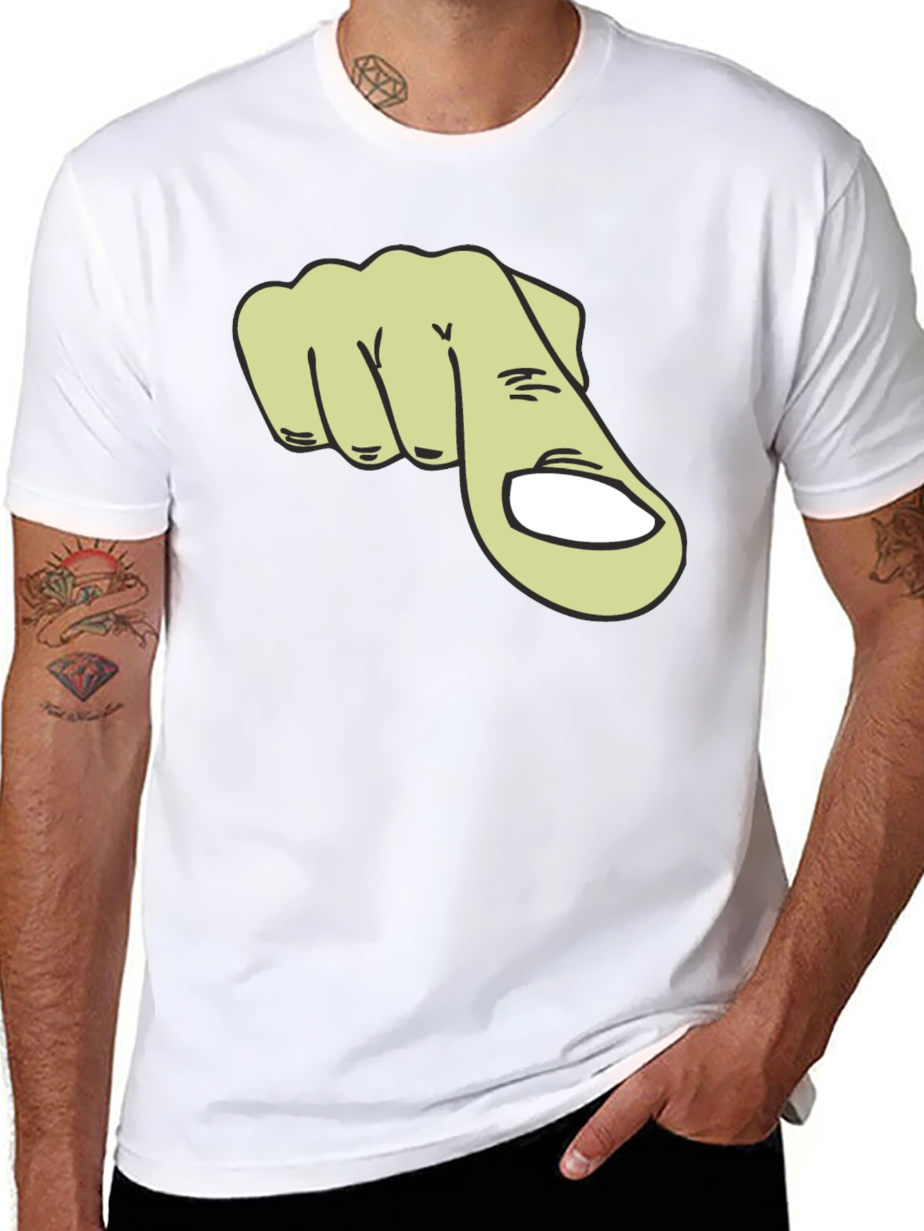 Pointing Finger Graphic T-Shirt - Black