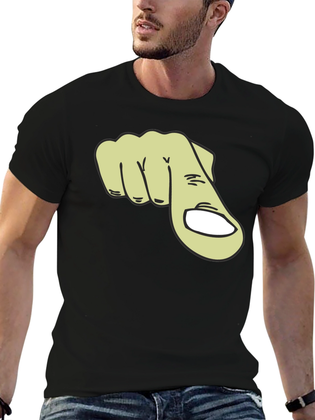 Pointing Finger Graphic T-Shirt - Black