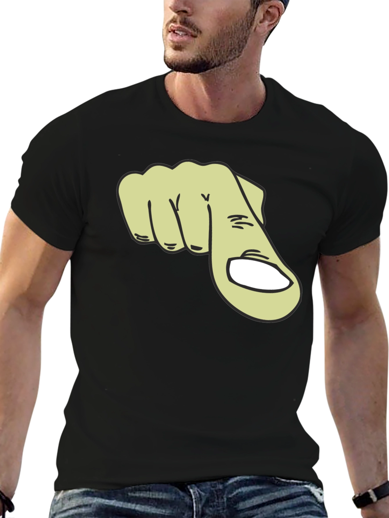 Pointing Finger Graphic T-Shirt - Black