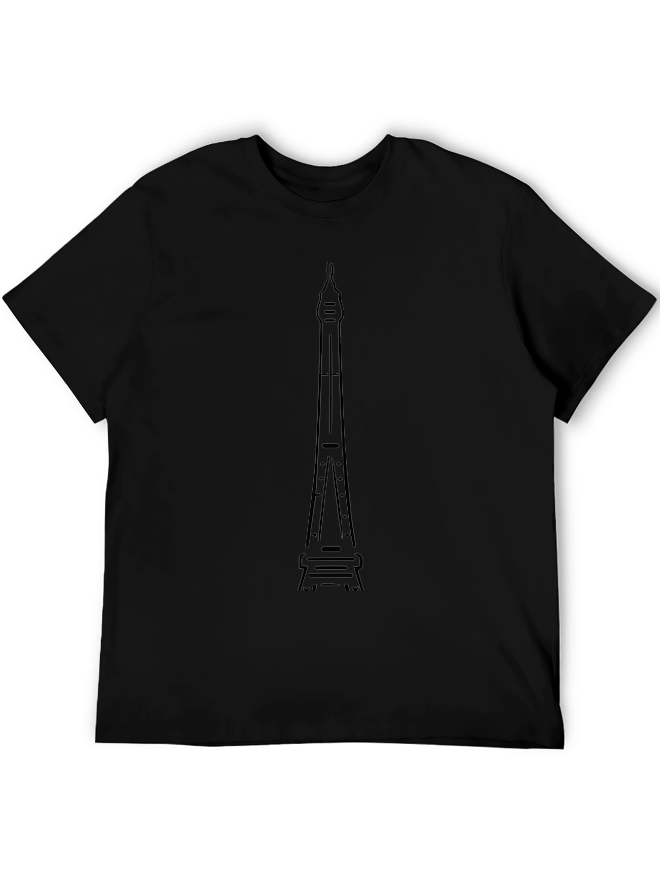 Black Graphic Tee - Tower Outline Print