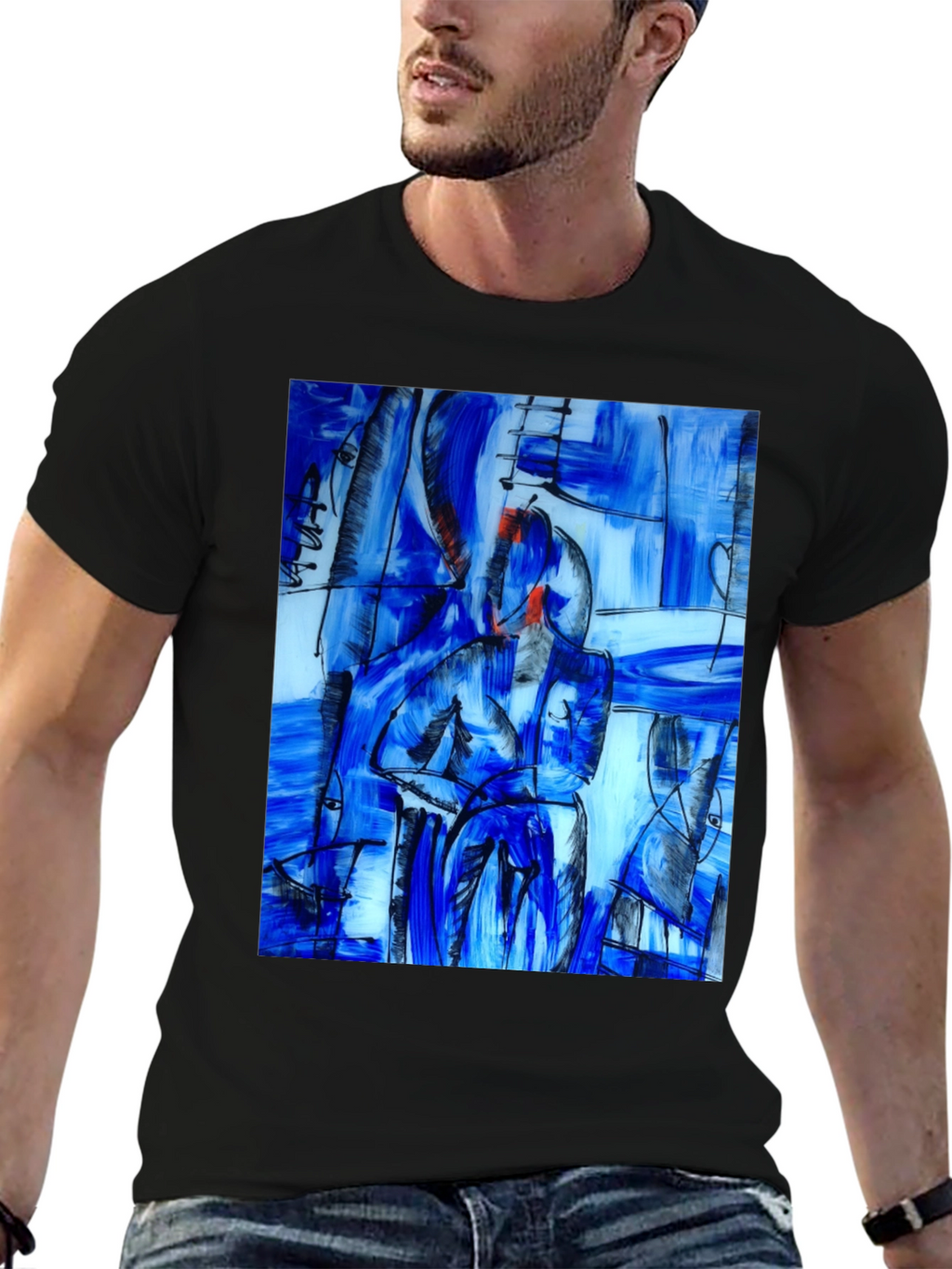 Abstract Art Print Black T-Shirt