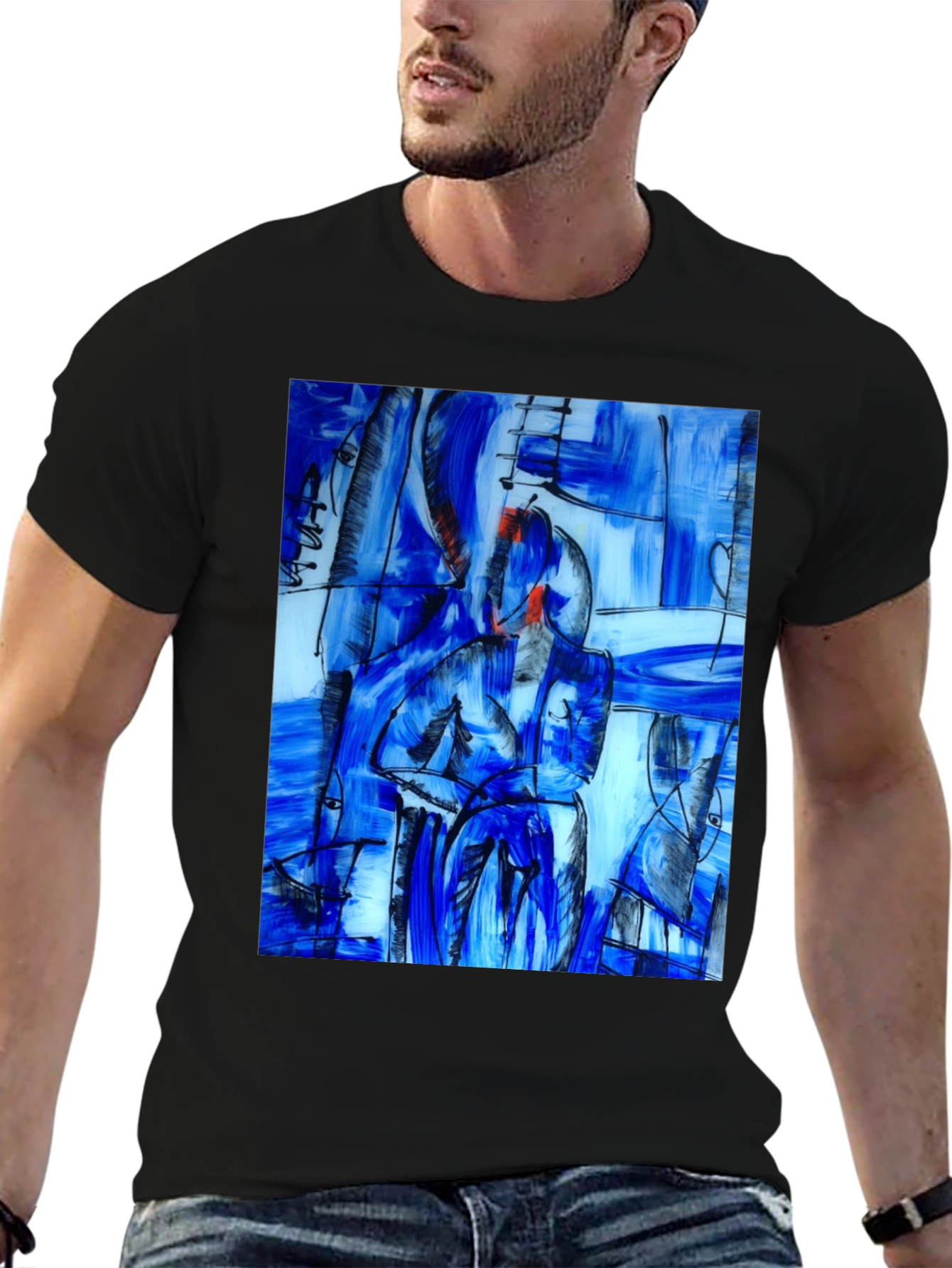 Abstract Art Print Black T-Shirt