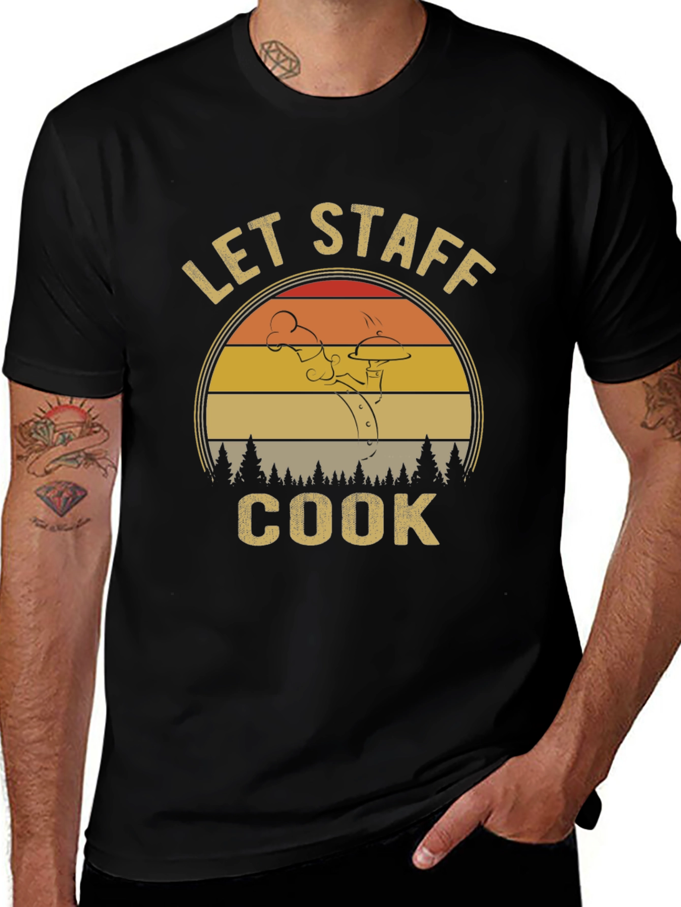Let Staff Cook T-Shirt - Retro Chef Design