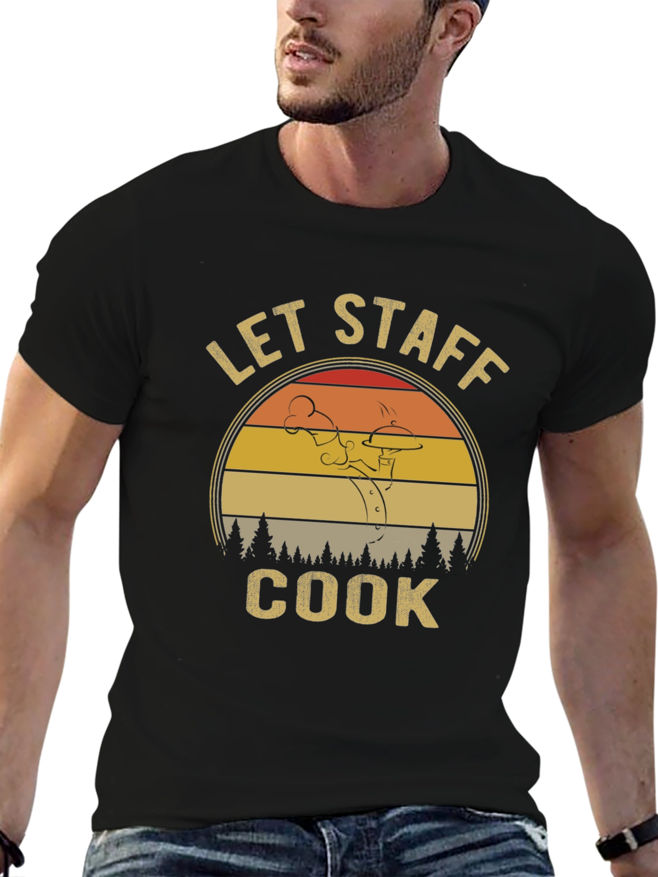 Let Staff Cook T-Shirt - Retro Chef Design