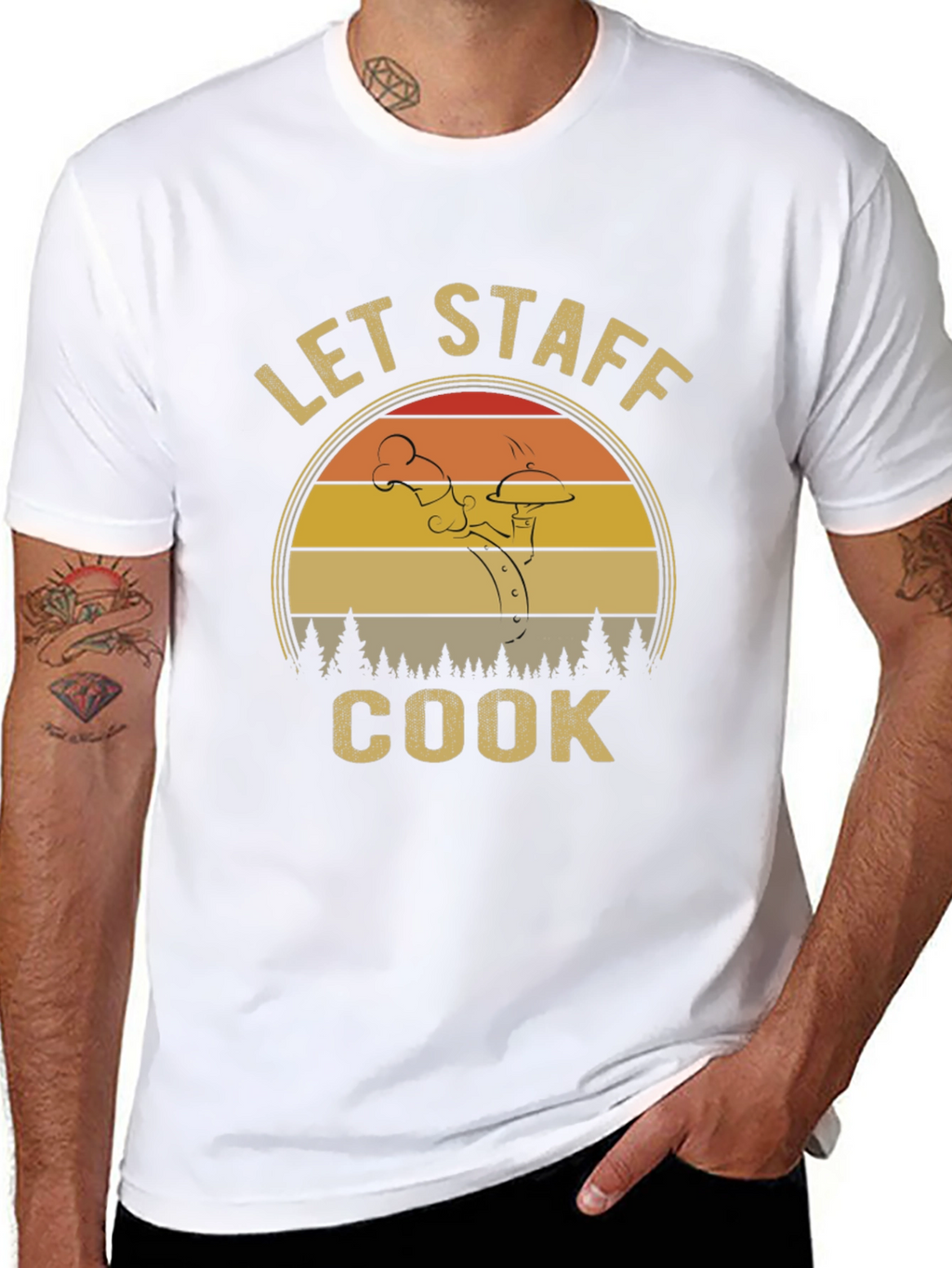 Let Staff Cook T-Shirt - Retro Chef Design
