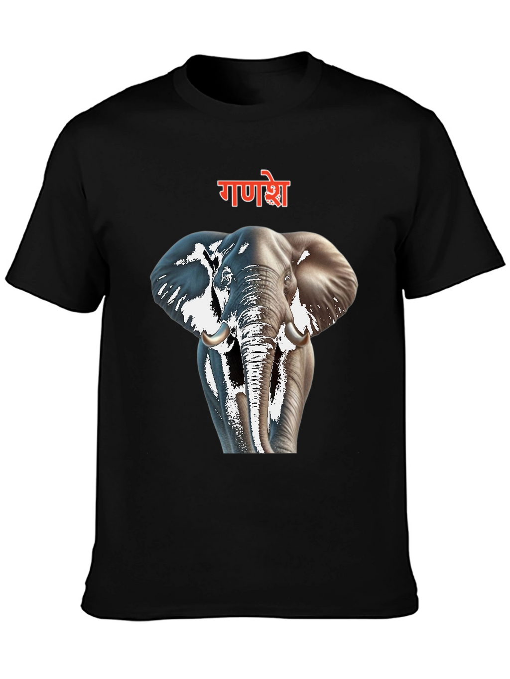 Ganesh Elephant Graphic Black T-Shirt
