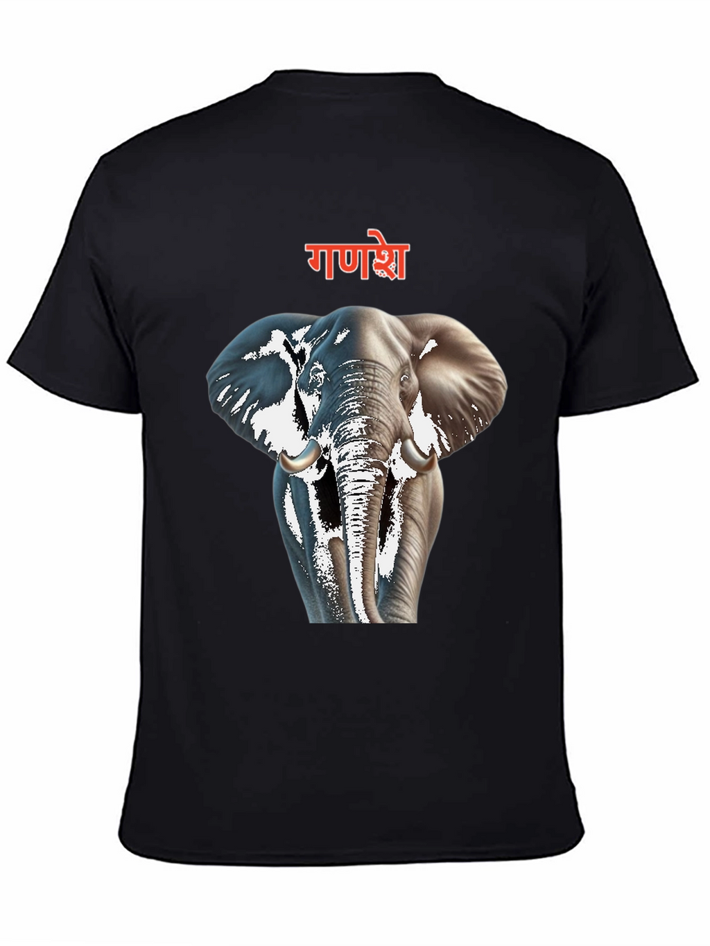 Ganesh Elephant Graphic Black T-Shirt