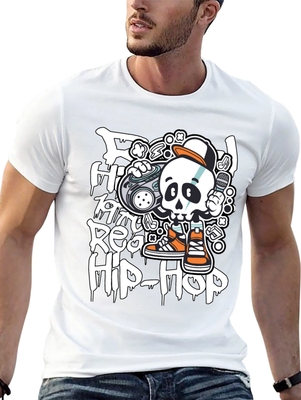Real Hip-Hop Skeleton Graphic T-Shirt
