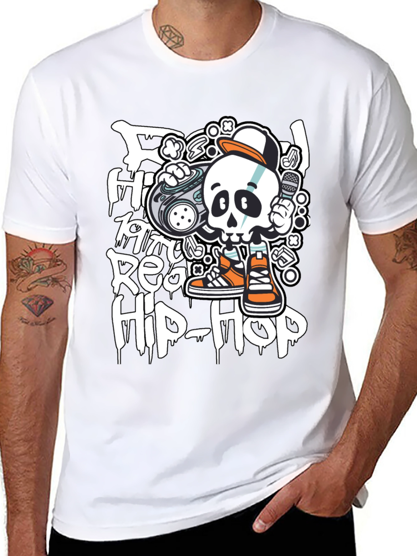 Real Hip-Hop Skeleton Graphic T-Shirt