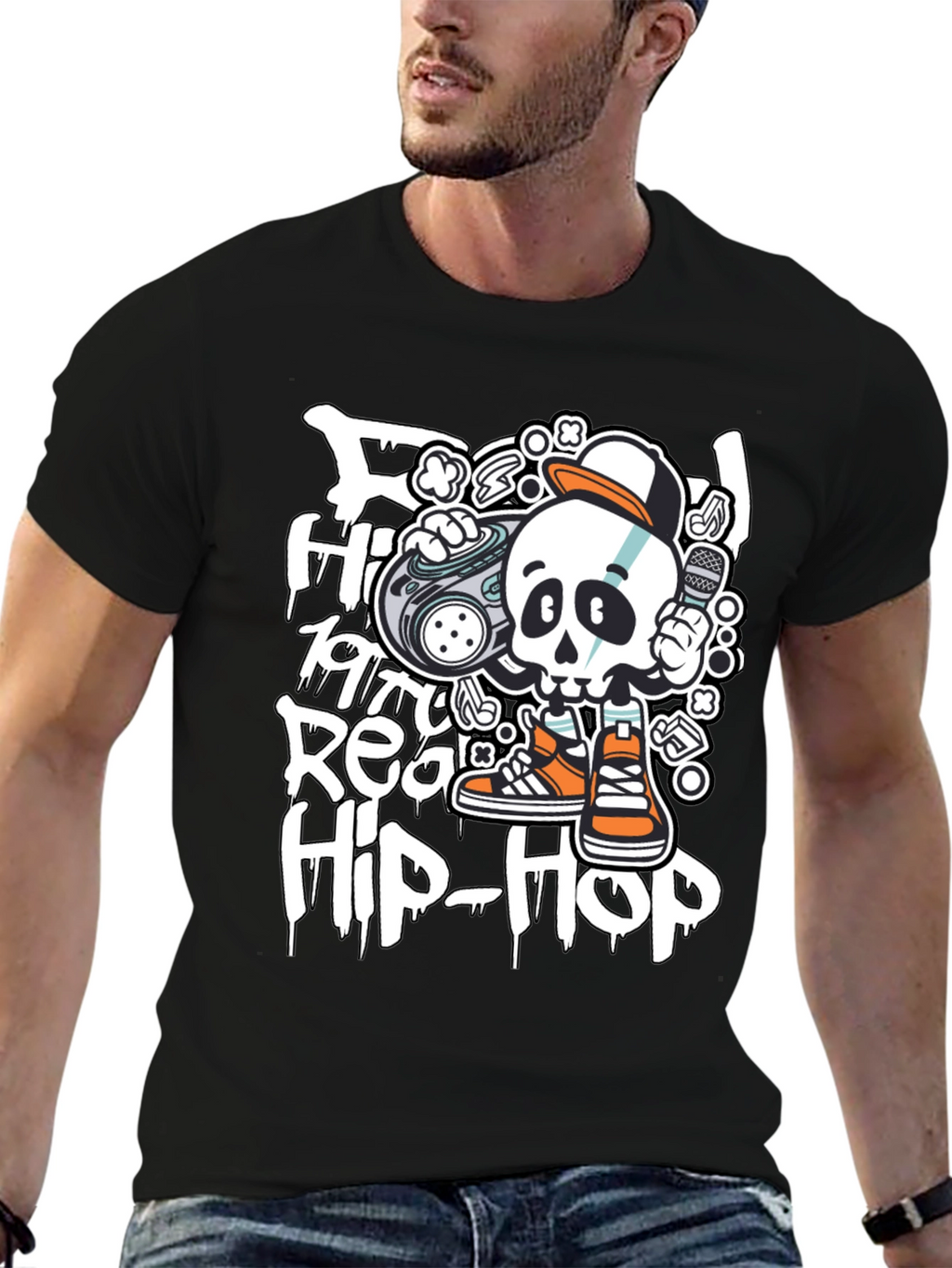 Real Hip-Hop Skeleton Graphic T-Shirt