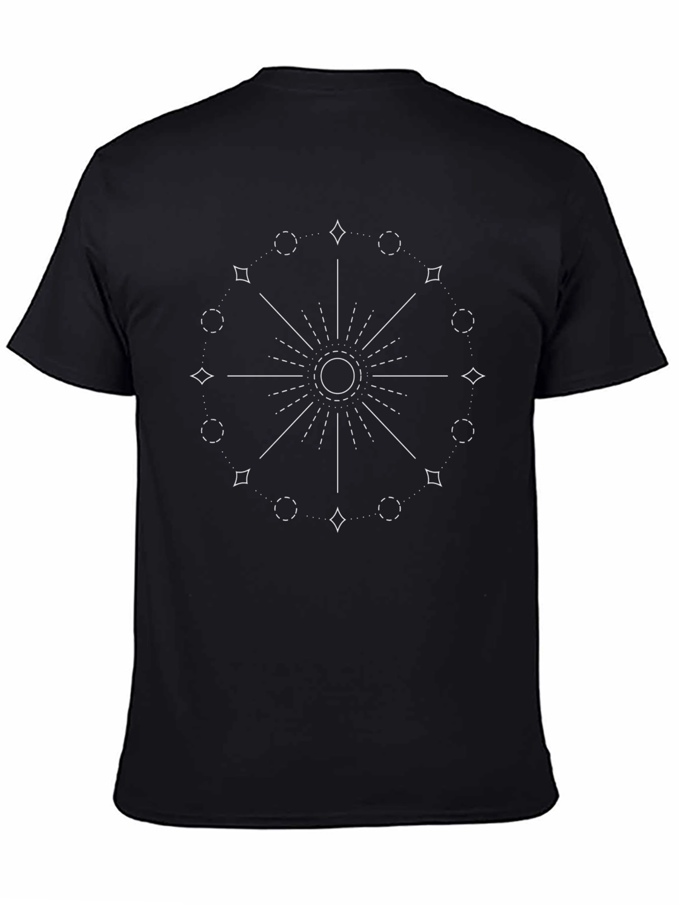 Geometric Sunburst Graphic Black T-Shirt