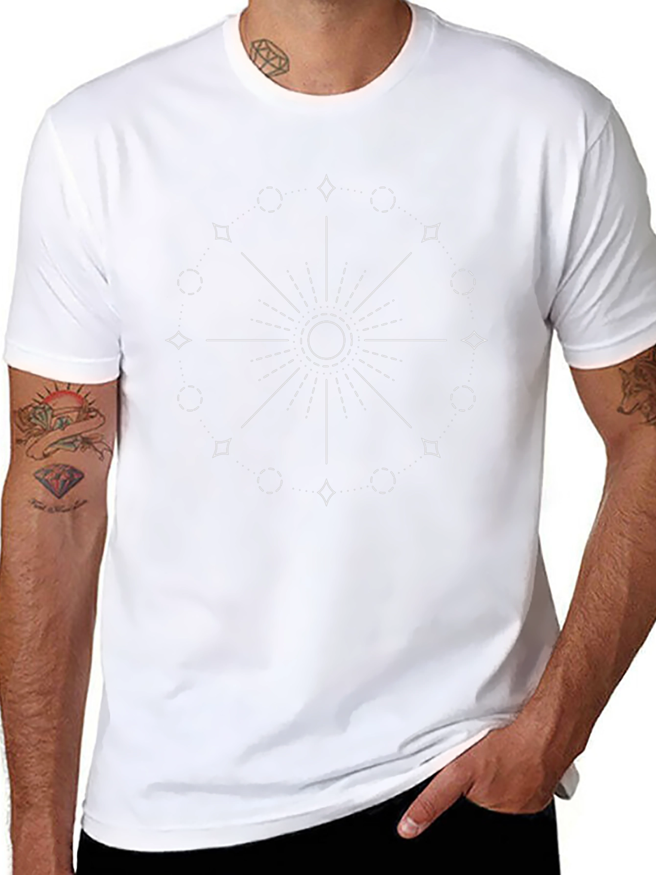 Geometric Sunburst Graphic Black T-Shirt