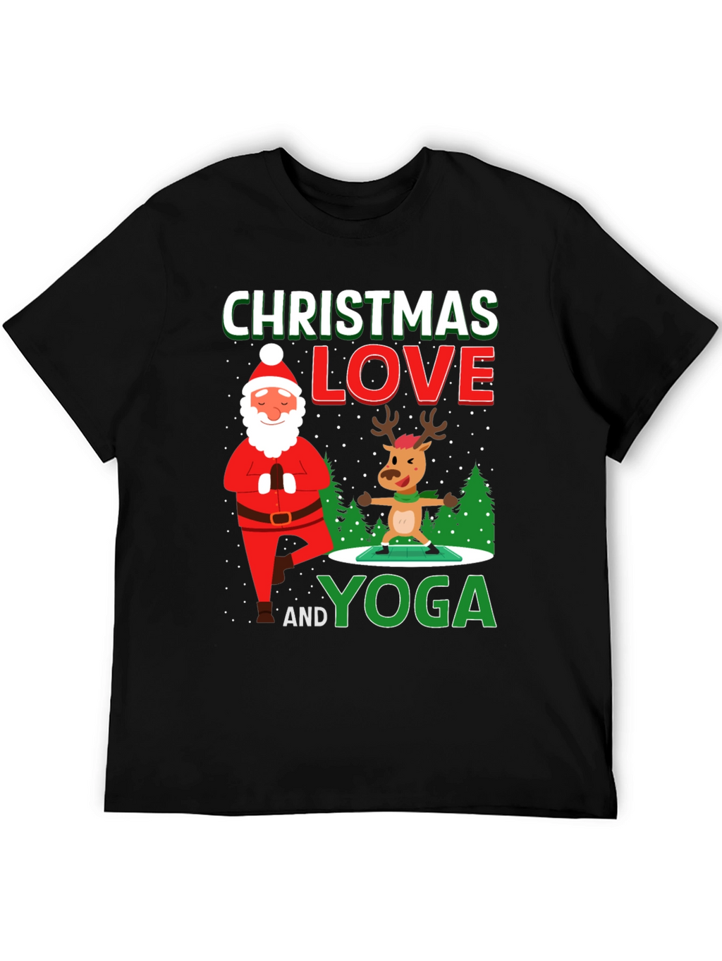 Christmas Love and Yoga Graphic T-Shirt