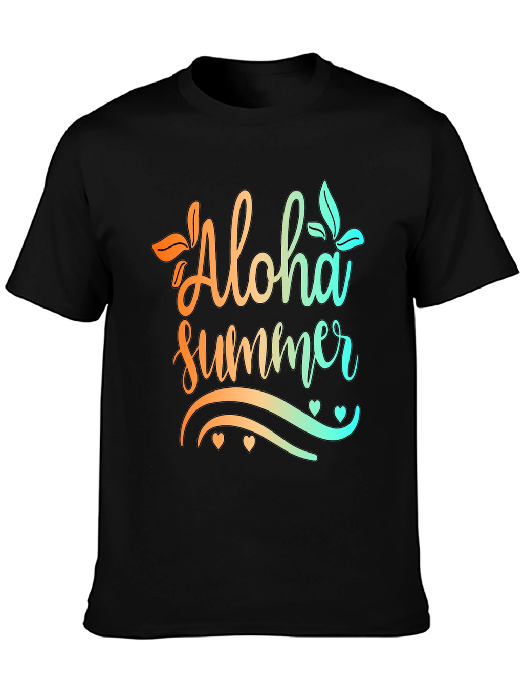 Aloha Summer Graphic Print Black T-Shirt