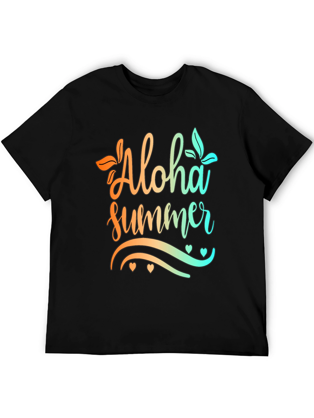 Aloha Summer Graphic Print Black T-Shirt