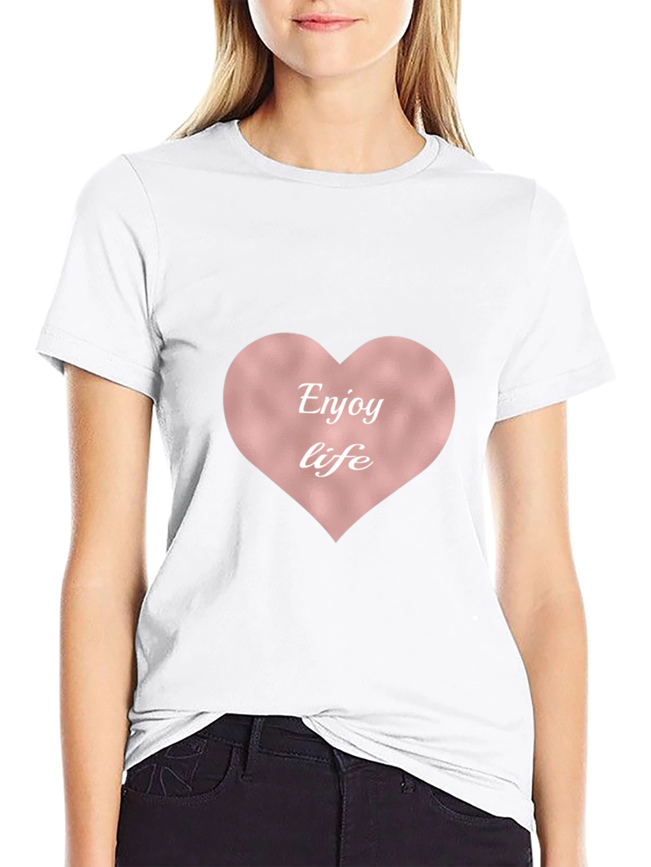 Enjoy Life Heart Tee - Stylish & Comfortable