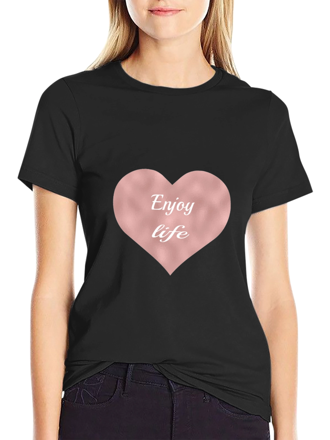 Enjoy Life Heart Tee - Stylish & Comfortable