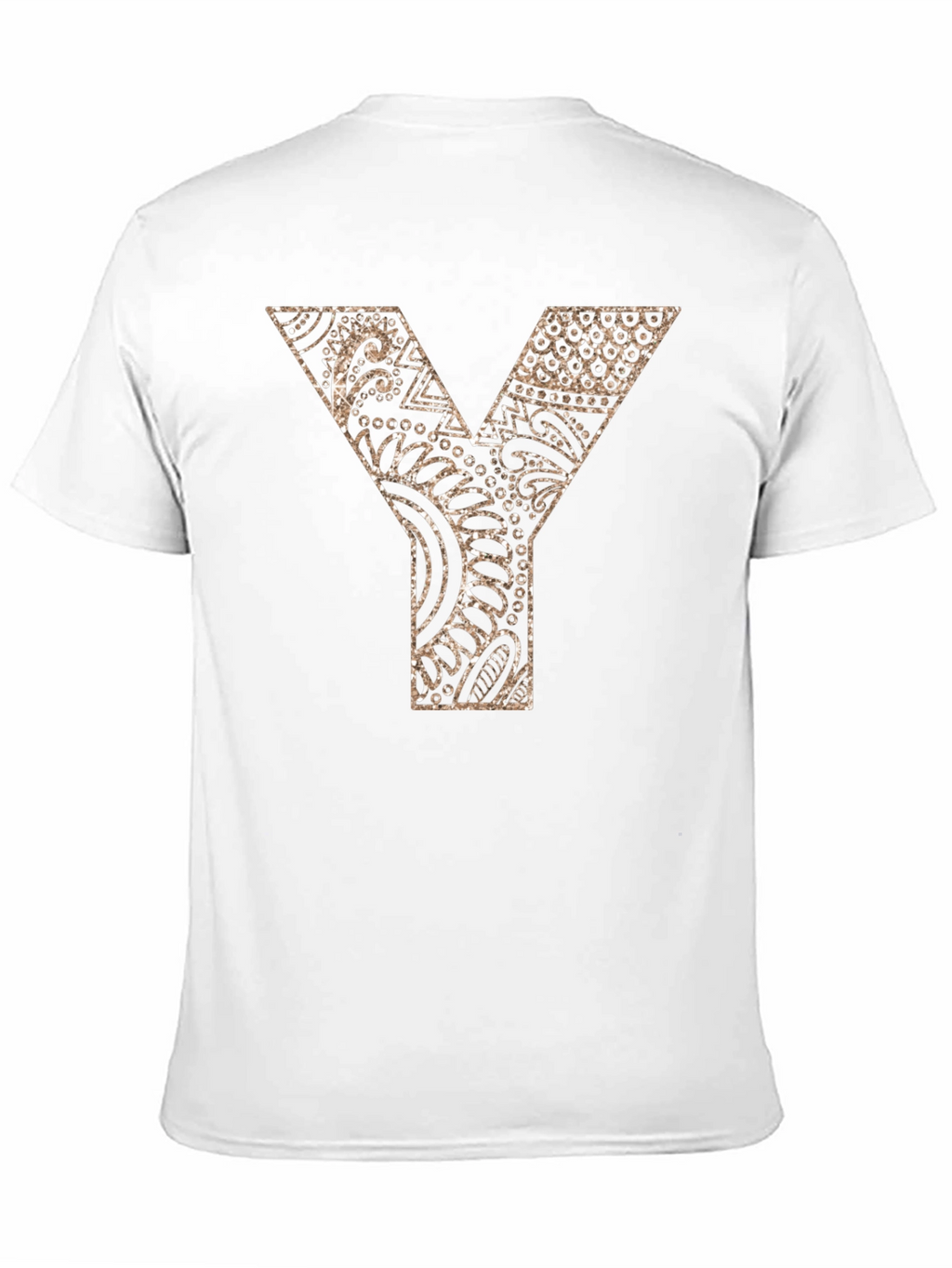 Y Letter Patterned Graphic Tee - Black