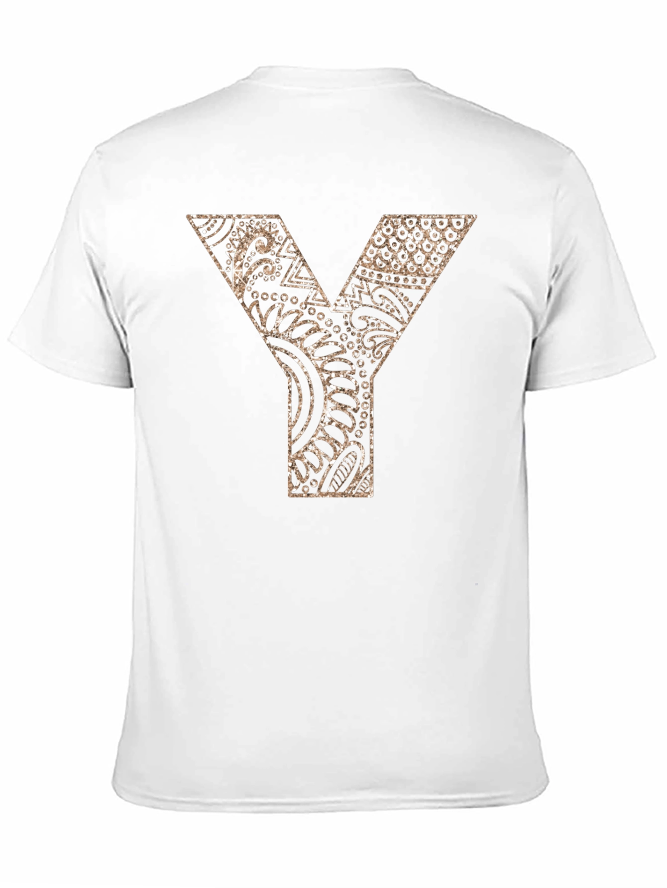 Y Letter Patterned Graphic Tee - Black