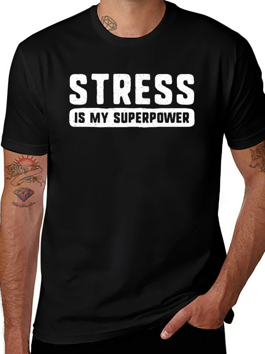 Stress Is My Superpower Black T-Shirt