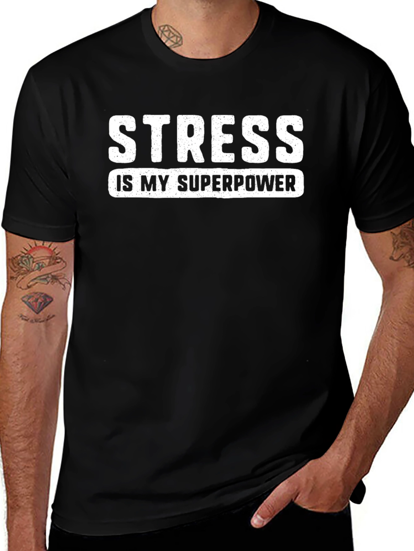Stress Is My Superpower Black T-Shirt