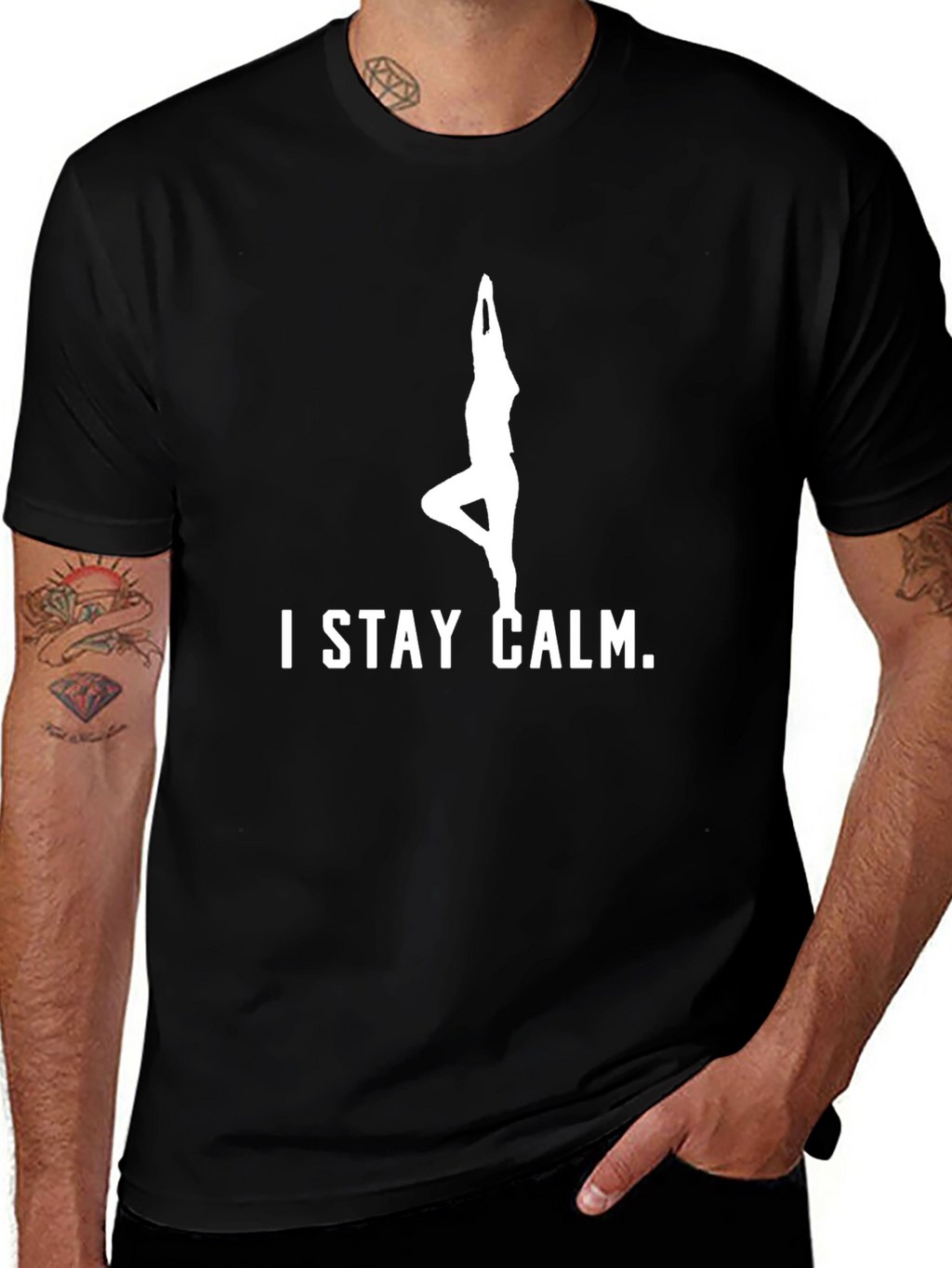 Stay Calm Yoga Pose Graphic T-Shirt