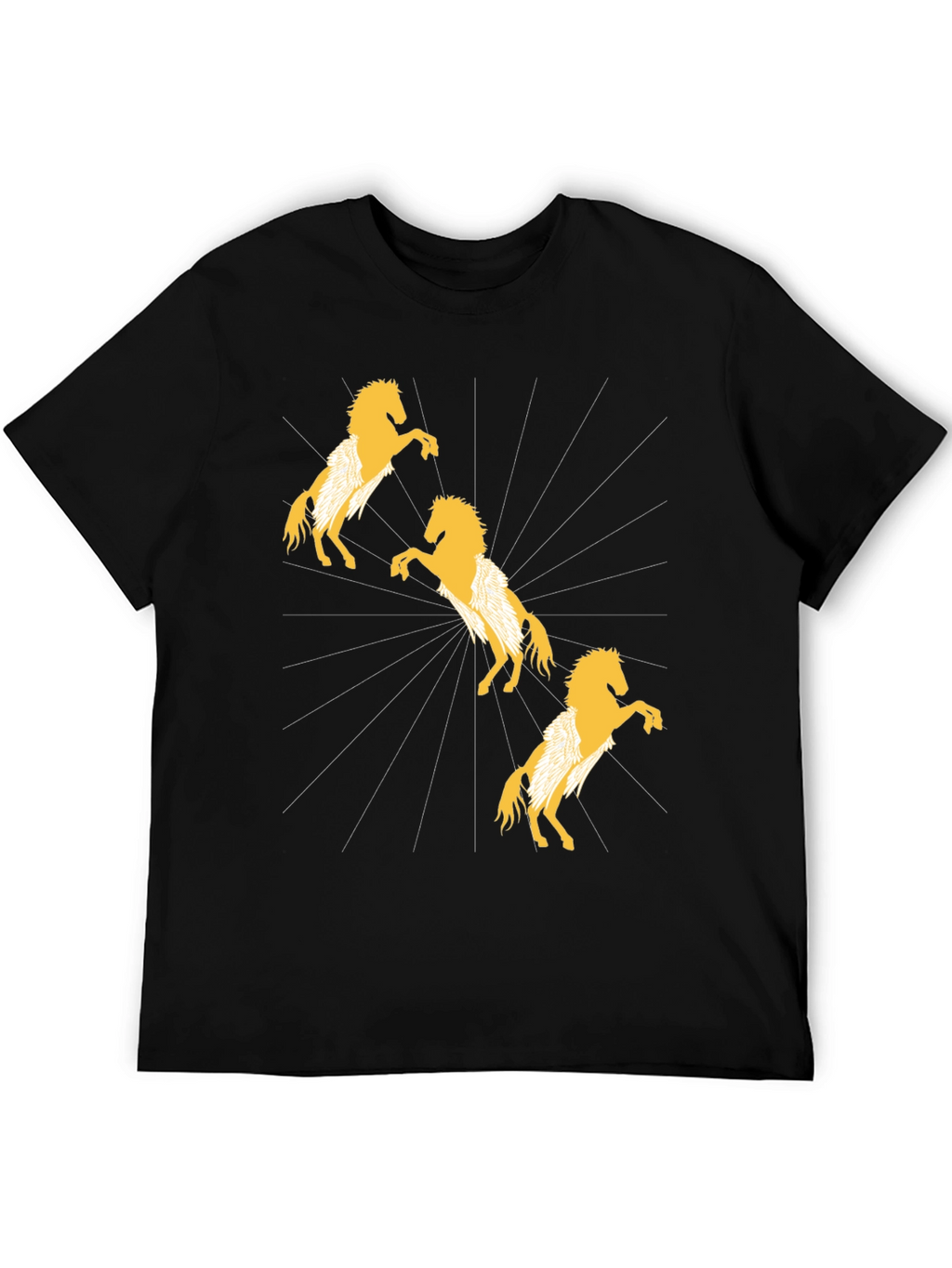 Stylish Black T-Shirt with Golden Horse Design