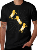 Stylish Black T-Shirt with Golden Horse Design