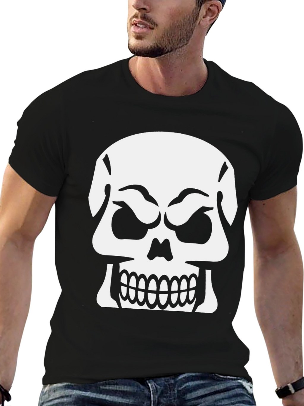 Skull Graphic T-Shirt - Black Cotton Tee