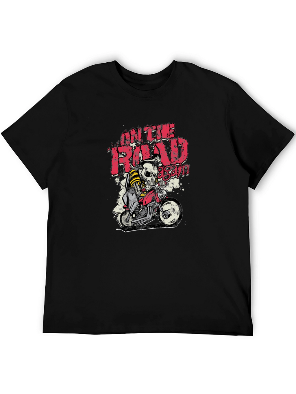 On The Road Again Skull Biker Graphic Tee