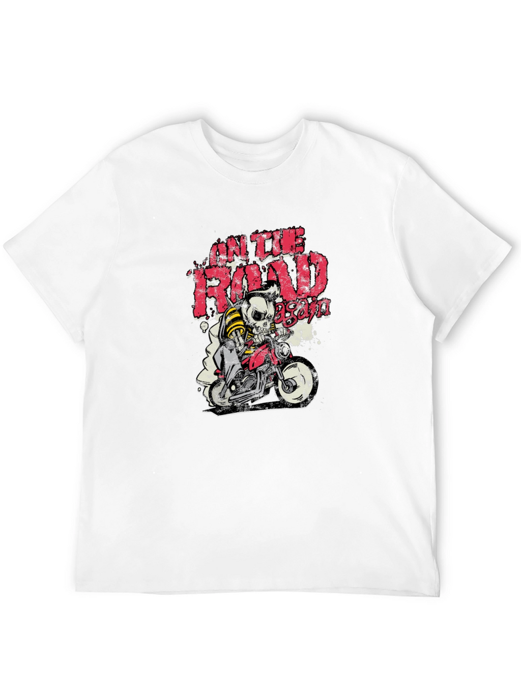 On The Road Again Skull Biker Graphic Tee