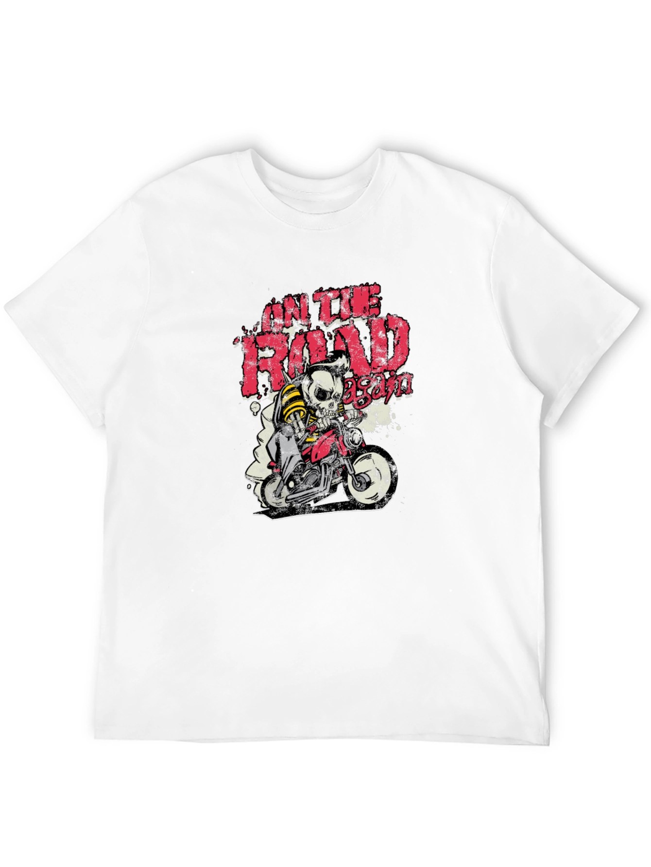 On The Road Again Skull Biker Graphic Tee