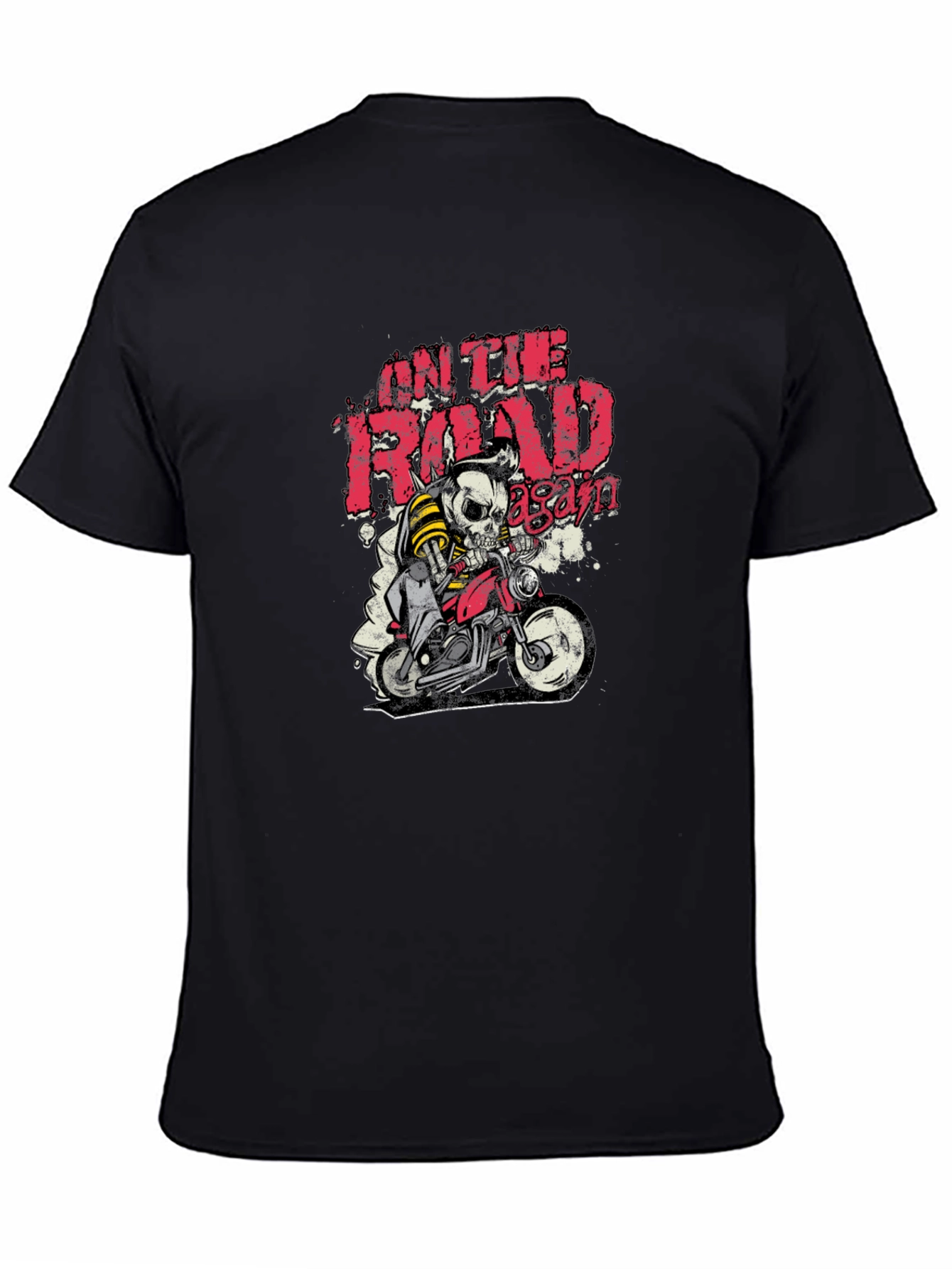 On The Road Again Skull Biker Graphic Tee