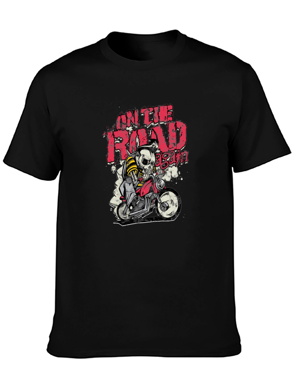 On The Road Again Skull Biker Graphic Tee