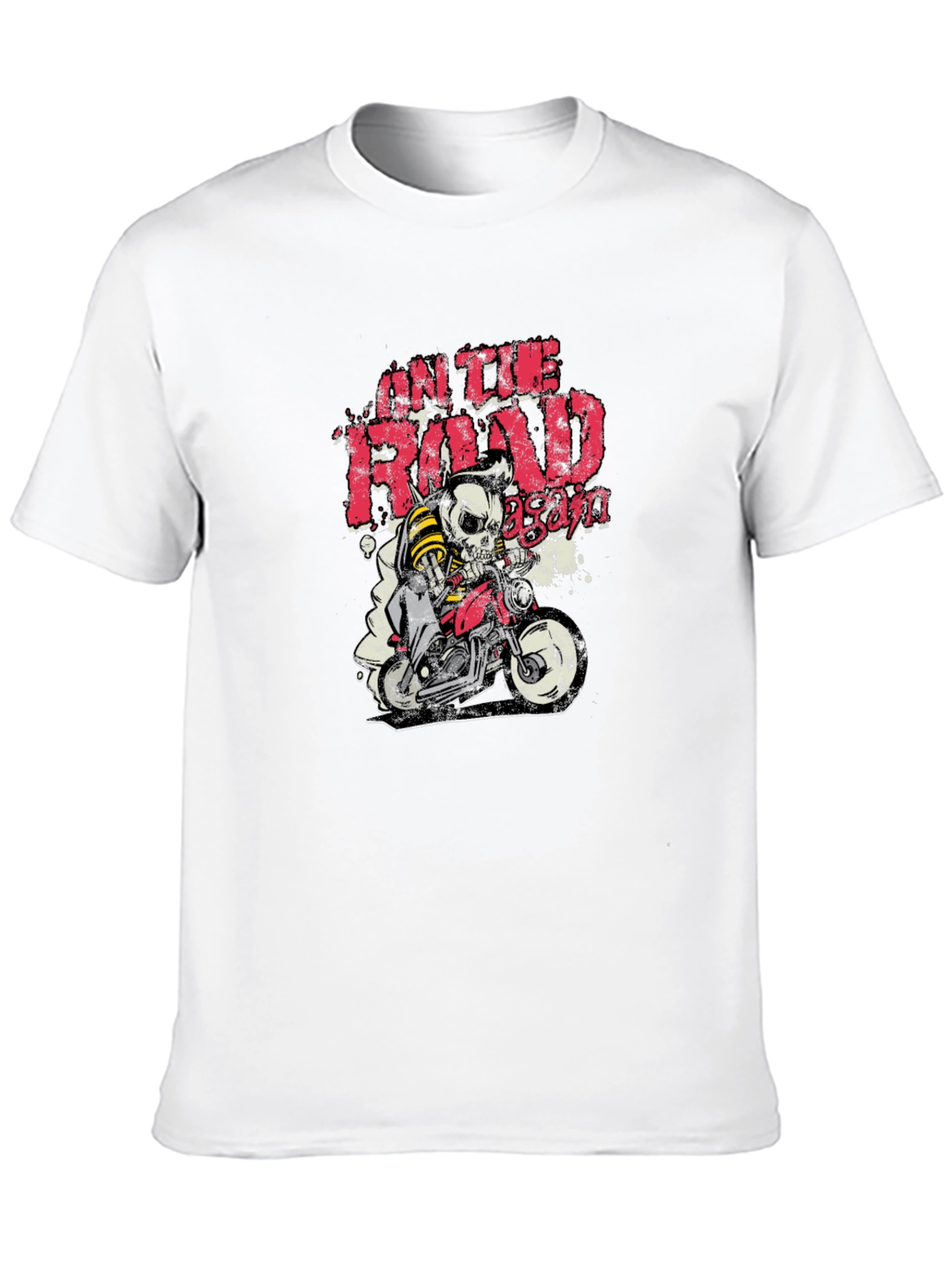 On The Road Again Skull Biker Graphic Tee