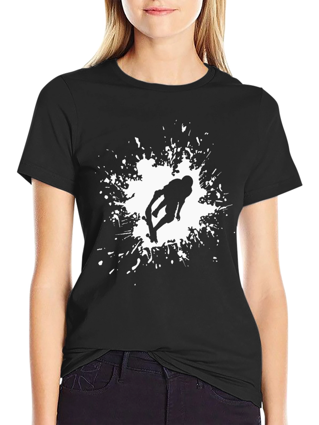 Skateboarder Splash Graphic Tee - Black