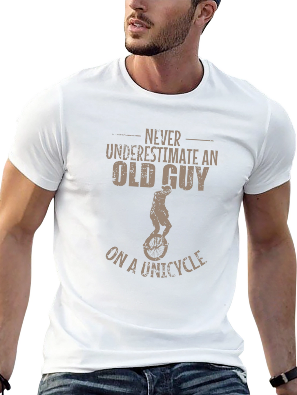 Never Underestimate Old Guy on Unicycle T-Shirt