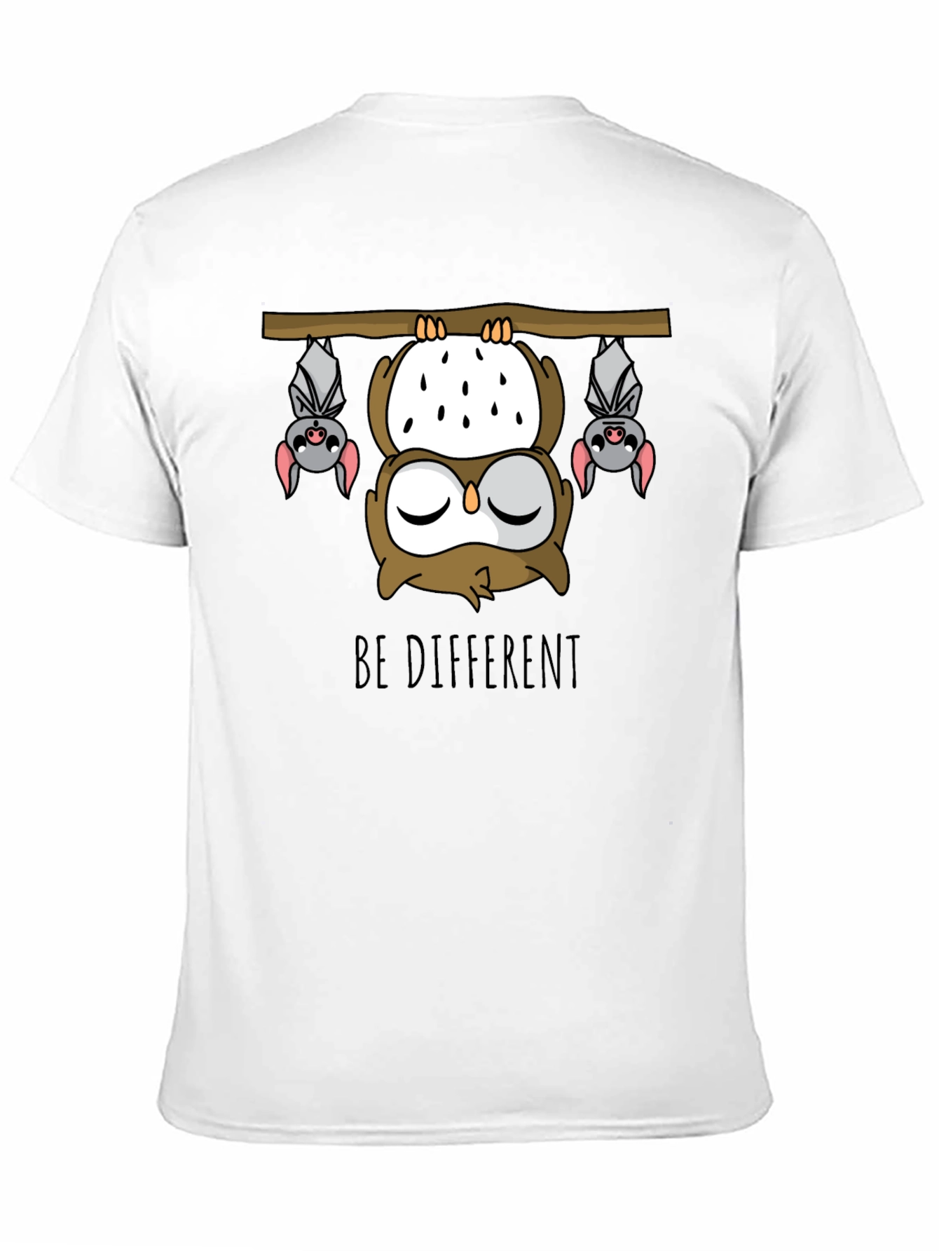 Be Different Owl and Bats Graphic T-Shirt