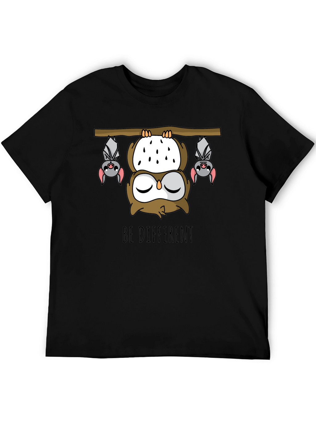 Be Different Owl and Bats Graphic T-Shirt