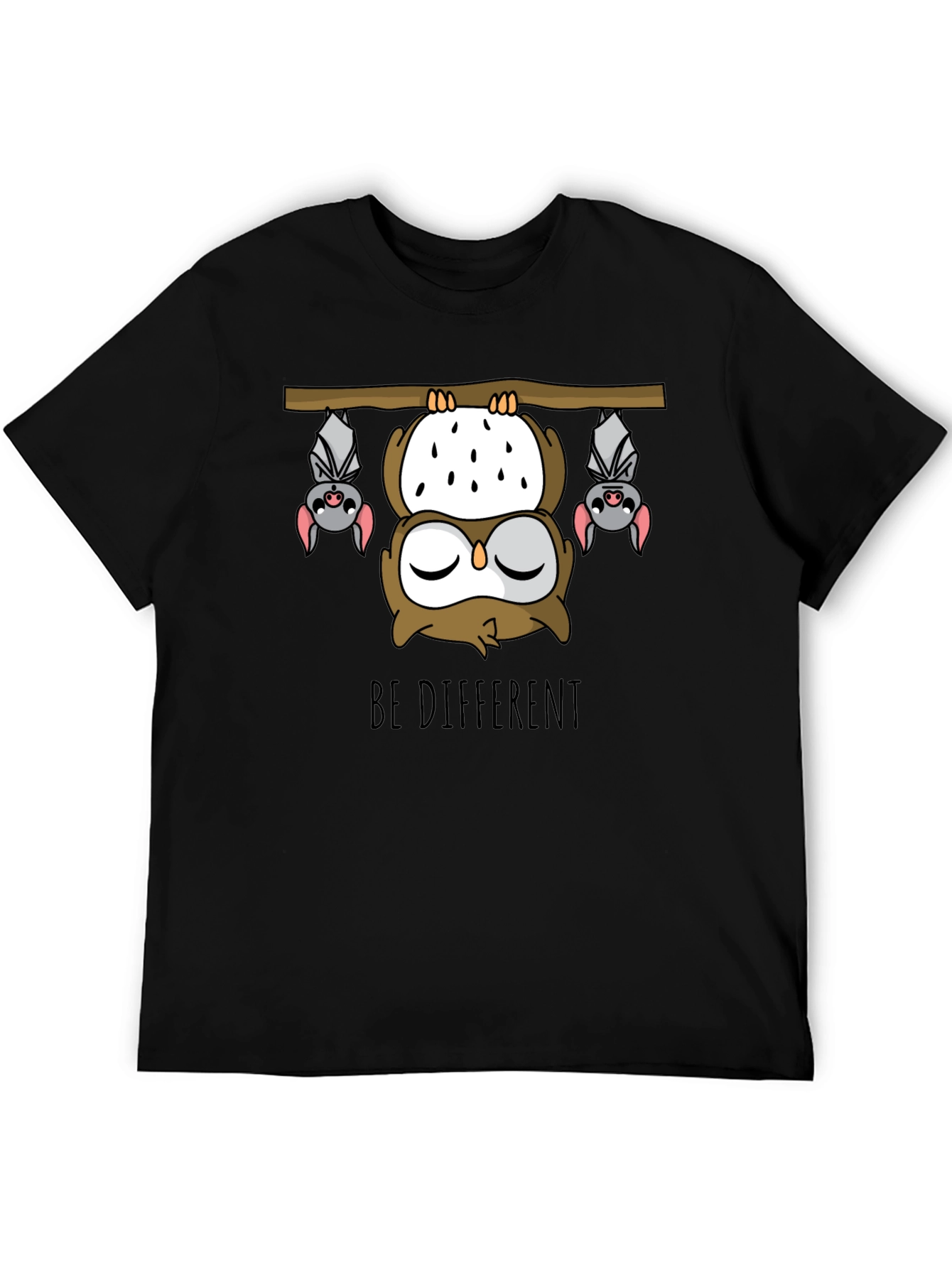 Be Different Owl and Bats Graphic T-Shirt