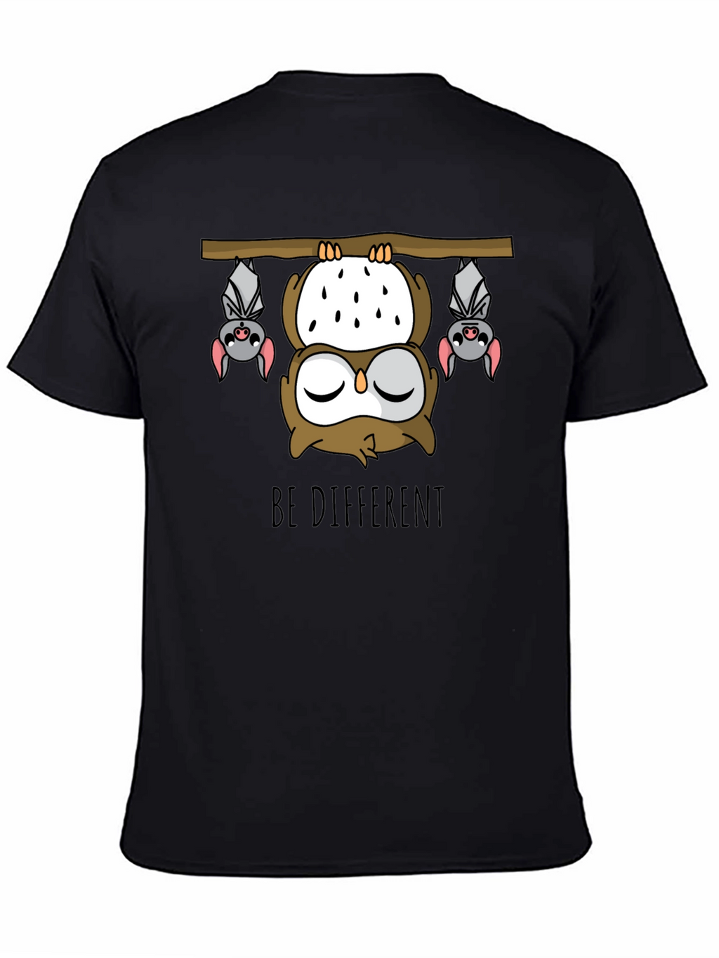 Be Different Owl and Bats Graphic T-Shirt