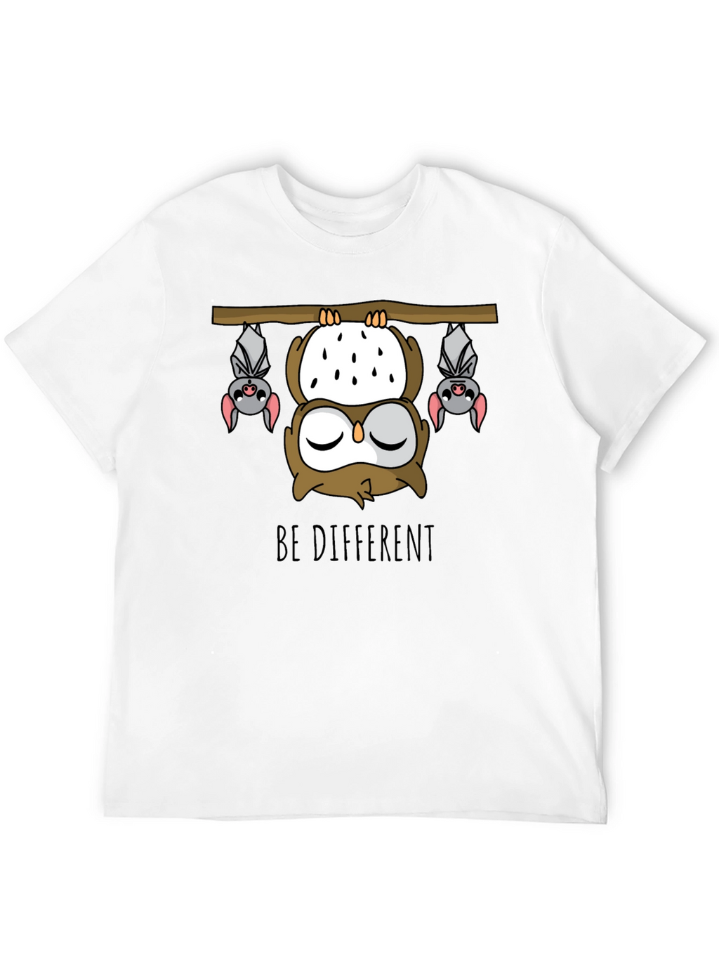 Be Different Owl and Bats Graphic T-Shirt