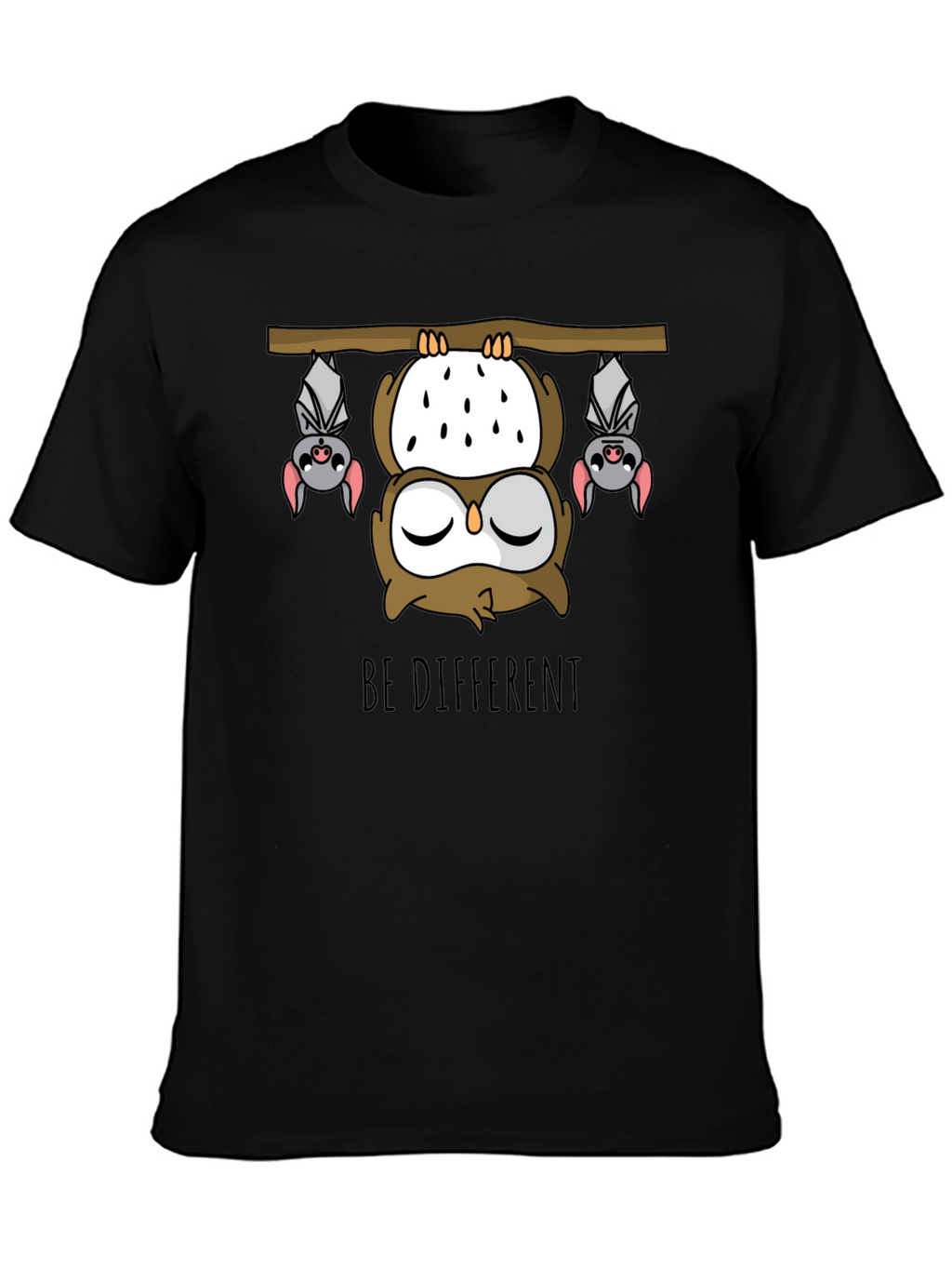 Be Different Owl and Bats Graphic T-Shirt