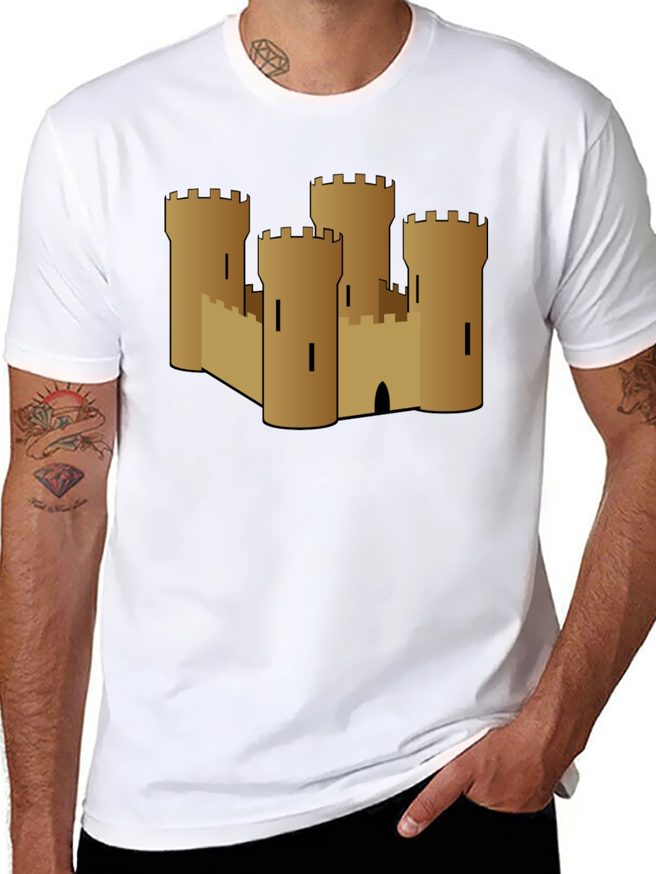 Castle Graphic Tee - Black Cotton T-Shirt
