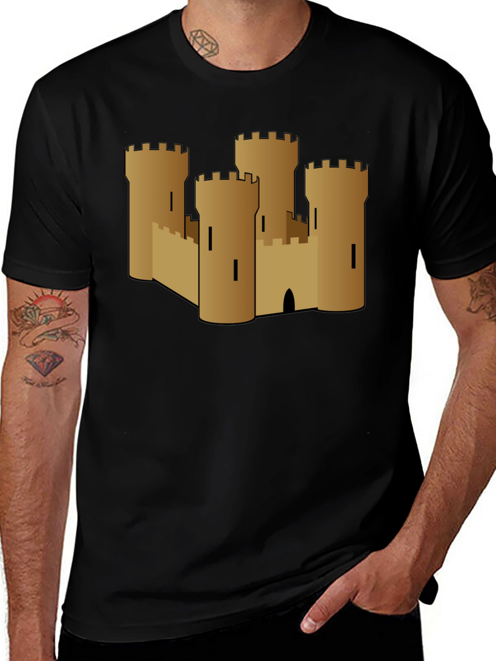 Castle Graphic Tee - Black Cotton T-Shirt