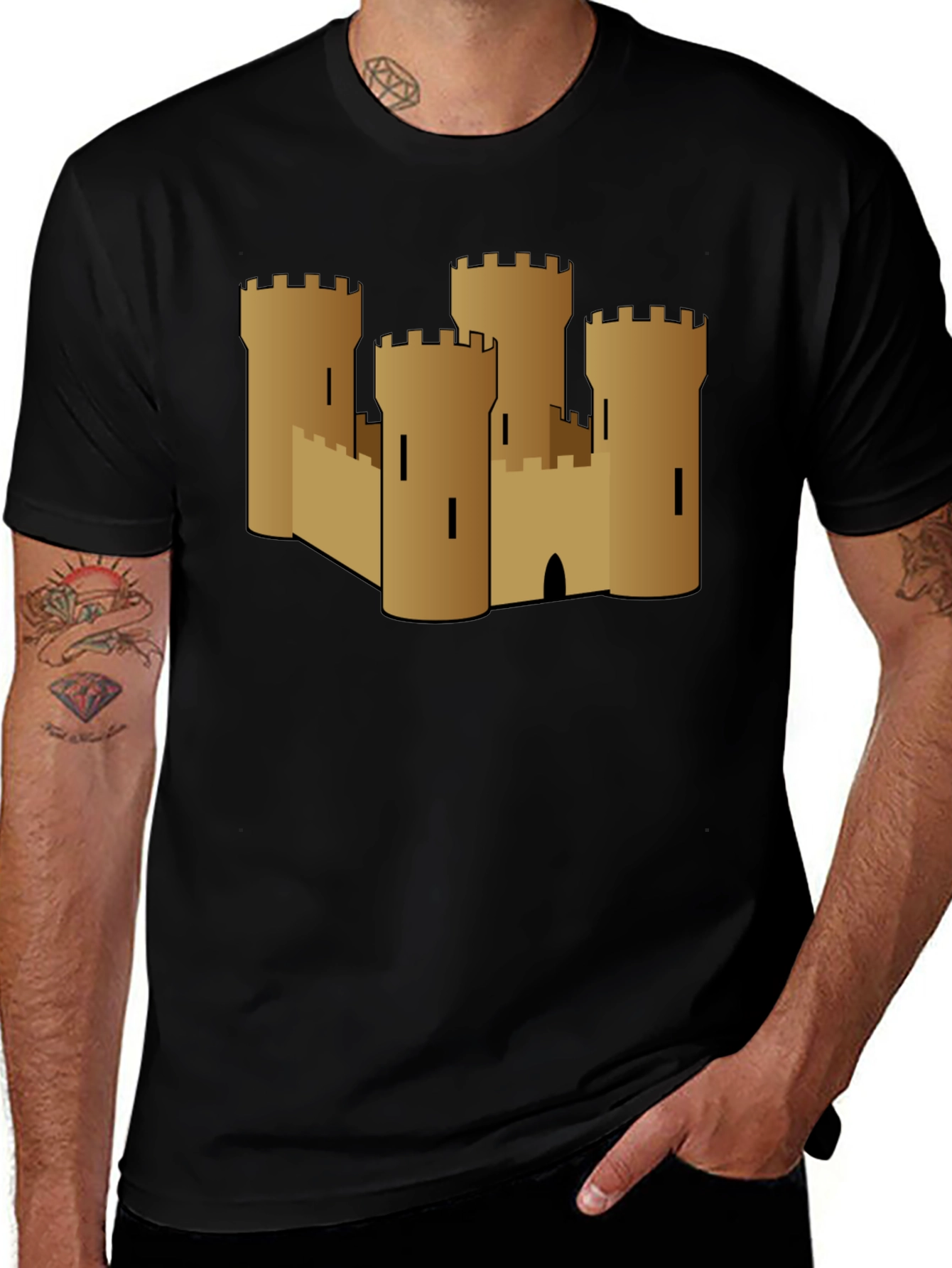 Castle Graphic Tee - Black Cotton T-Shirt