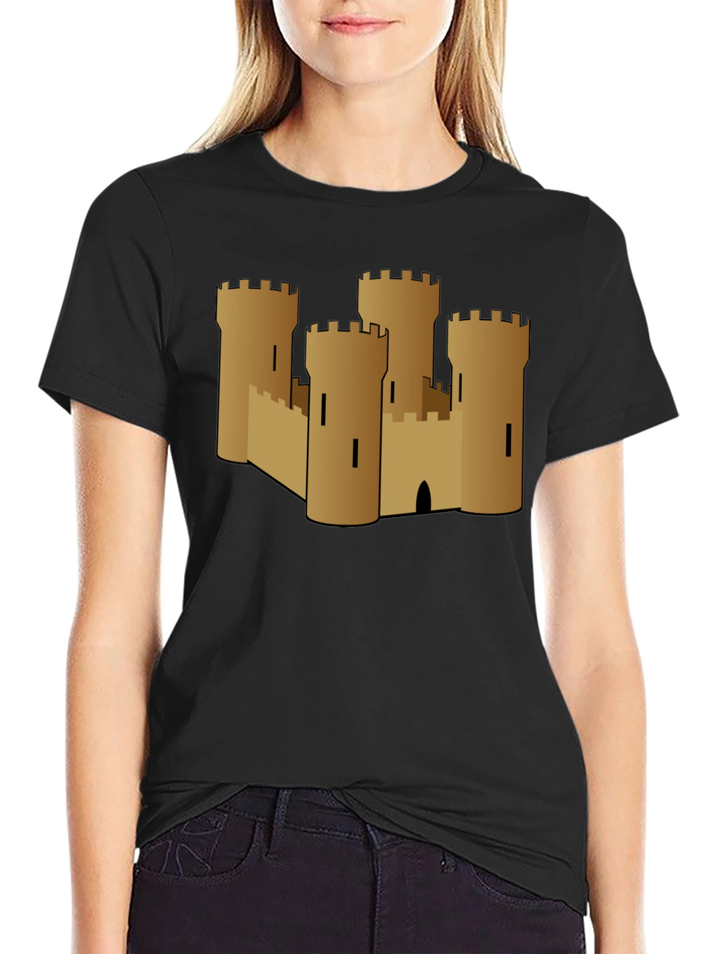 Castle Graphic Tee - Black Cotton T-Shirt