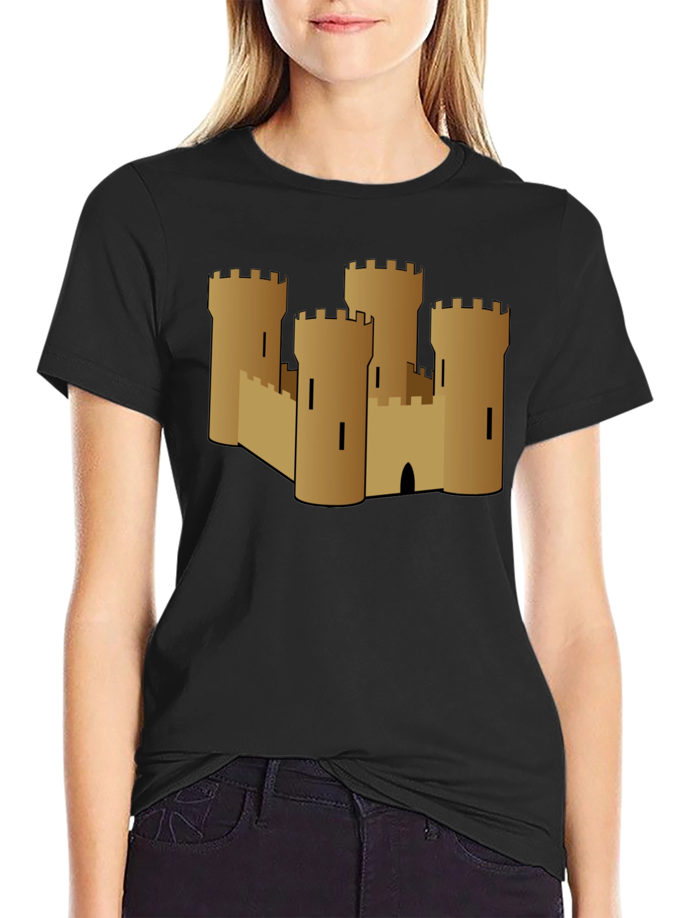Castle Graphic Tee - Black Cotton T-Shirt